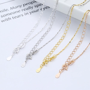 S925 sterling silver chain necklace set in four metallic finishes with spring clasp