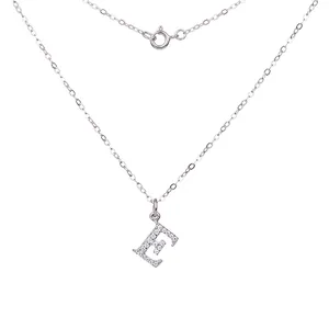 Elegant S925 sterling silver letter E pendant necklace with sparkling cubic zirconia stones