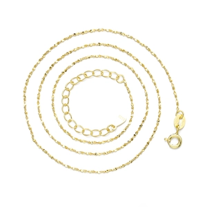 Sparkling S925 sterling silver gold twisted chain necklace with adjustable lobster clasp