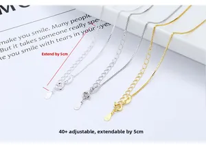 S925 sterling silver box chain with lobster clasp and 5cm adjustable extension detail