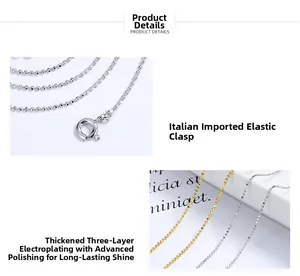 Close-up of S925 silver bead chain with premium spring clasp and polished finish