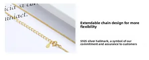 Detail of adjustable S925 sterling silver chain extender and secure lobster clasp on necklace