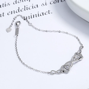 925 sterling silver infinity heart bracelet with cubic zirconia stones and S925 stamp