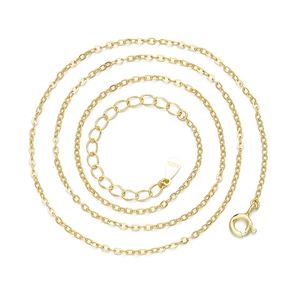 Collier chaîne en argent sterling 925 plaqué or avec extension réglable et fermoir ressort