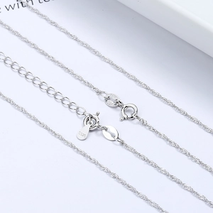 S925 sterling silver water wave chain necklace with lobster clasp and ITALY hallmark