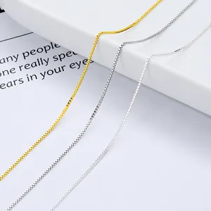 Collar de Cadena de Caja de Plata de Ley 925 Italia Collar de Eslabones Simples para Mujer Accesorio de Joyería de Moda Elegante