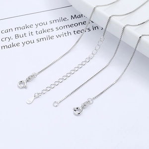 Italian 925 Sterling Silver Box Chain Necklace Minimalist Naked Link Chain Necklace For Women Elegant Fashion Jewelry Accessory