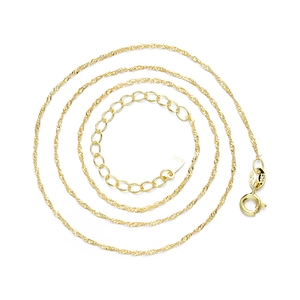 Golden S925 sterling silver Singapore water wave chain with adjustable spring clasp