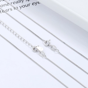 Italian S925 sterling silver box chain necklace with spring clasp and extension chain