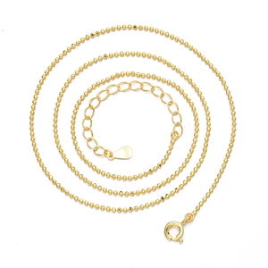 Elegant S925 sterling silver gold plated beaded choker necklace with adjustable chain