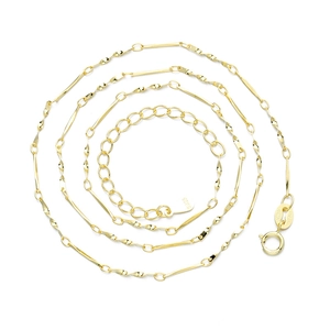 Elegant S925 sterling silver gold-plated twisted bar necklace chain with spring clasp
