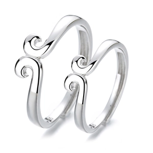 Polished S925 sterling silver monkey king crown adjustable rings for couples