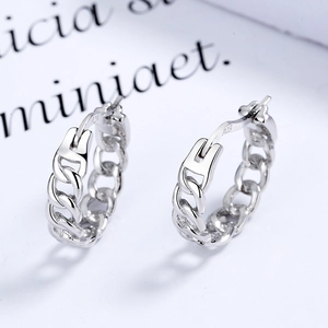 Elegante S925 Sterling Silber Creolen mit Vintage-Panzerkettendesign und 925er Stempelung