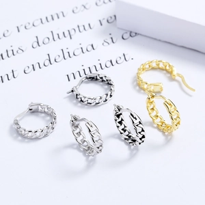 Retro S925 Sterling Silber Ketten-Ohrringe in Gold- und Silber-Ausführung