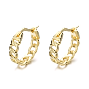 Retro S925 Sterlingsilber 18k vergoldete Gliederketten Creolen Ohrringe für Damen
