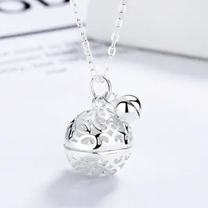 Vintage S925 Sterling Silver Hollow Bell Pendant Only For Women Retro Palace Style Scroll Pattern Jewelry Without Chain Gift