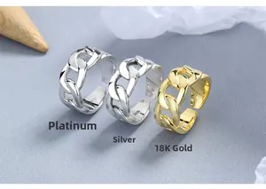 Détails de bagues chaîne en argent sterling S925 avec finitions or, argent et or blanc
