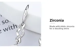 Detailed close-up of S925 silver earring featuring AAA+ cubic zirconia and a white pearl