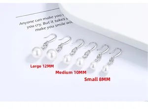 Detailed comparison of 8mm, 10mm, and 12mm round pearl earrings with infinity design
