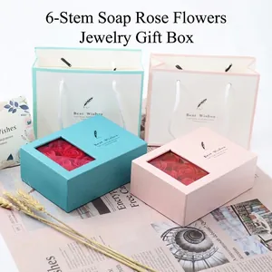 Luxury preserved rose jewelry gift box with a matching tote bag and Best Wishes print