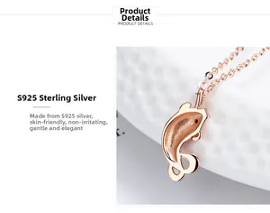 Detail der S925 Sterlingsilber Koi Fisch Anhänger Halskette in Roségold-Optik