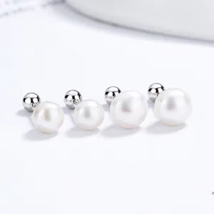 Orecchini A Lobo Con Künstliche Perle In Argento Sterling S925 Con Chiusura A Vite Filettata Gioielli Minimalisti Eleganti Per Donne
