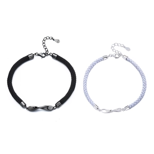 Pulseras de pareja Mobius en plata 925 trenzada con símbolo de infinito y sello S925