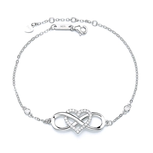 925 Sterling Silver Infinity Heart Bracelet with sparkling cubic zirconia stones