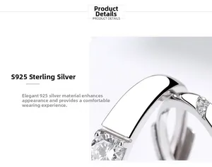 Detailed macro shot of the S925 sterling silver band and circular cubic zirconia setting