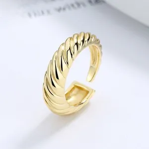 Detailed macro shot of 925 silver croissant earrings with twisted rope texture and gold finish