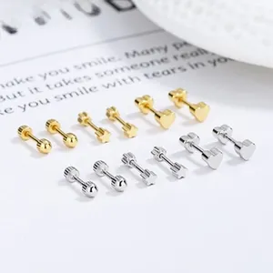 Detailed set of 925 silver stud earrings featuring mini hearts, stars and round balls