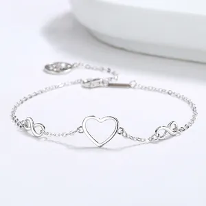 925 Sterling Silver Heart Infinity Bracelet For Women Zirconia Inlaid Tree Of Life Charm Adjustable Fashion Jewelry Bracelet