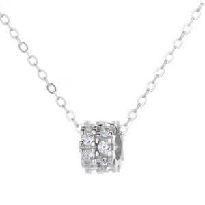 Élégant collier en argent sterling S925 avec pendentif cylindre pavé de zircons brillants