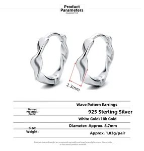 Detailed size parameters for 925 sterling silver Mobius hoop earrings with 8.7mm diameter