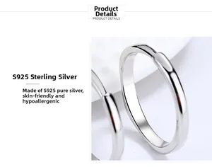 Macro detail of high-polished S925 sterling silver ring band with smooth texture