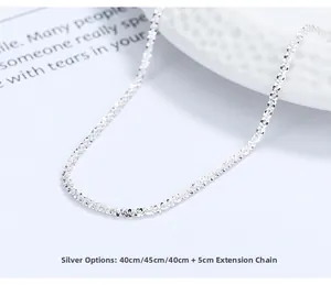 Details der s925 Sterling Silber Kette mit Längen von 40cm und 45cm plus Verlängerung
