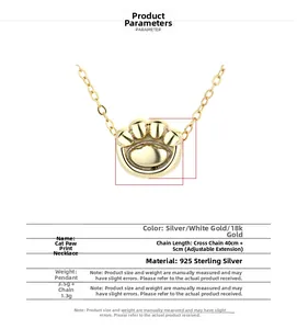 Detailed S925 sterling silver cat paw pendant with necklace chain length parameters