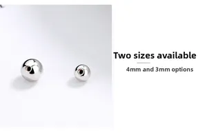 Detailed view of S925 sterling silver screw ball beads in 3mm and 4mm sizes for DIY jewelry