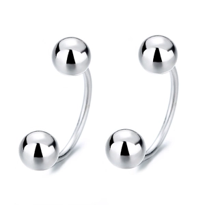 Polished S925 sterling silver U-shaped barbell earrings with minimalist screw design