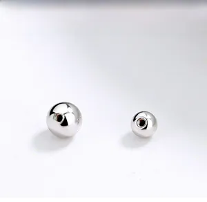 Macro shot of S925 sterling silver threaded ball earrings backings with mirror finish