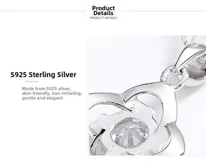 Macro shot of S925 sterling silver pendant with a round cubic zirconia stone setting