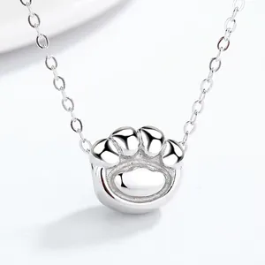 S925 Sterling Silver Cute Cat Paw Print Pendant Only For Women Girls Minimalist Animal Kitten Footprint Jewelry Accessory