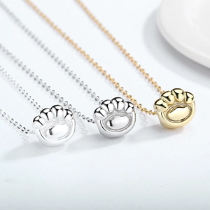 Cute S925 sterling silver cat paw pendant necklaces in gold and silver finishes