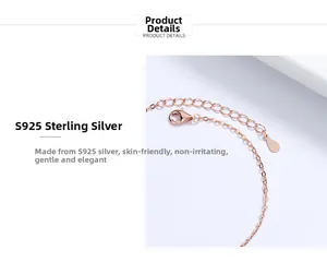 Macro shot of S925 sterling silver lobster clasp and rose gold extension chain on bracelet