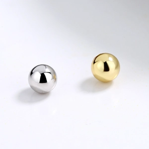 Polished S925 sterling silver ball ear studs in gold and silver finish for DIY jewelry