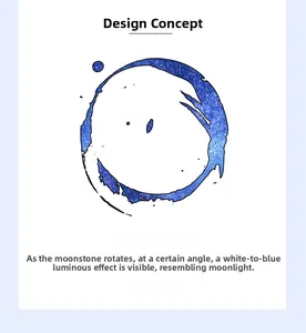 Illustration showing moonstone's unique blue optical glow effect on minimalist silver jewelry