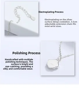 Detailed view of S925 sterling silver ginkgo leaf bracelet with 3.5cm extension chain