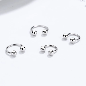 Set of four 925 sterling silver U-shaped ball stud earrings with minimalist design
