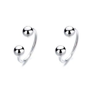 S925 Sterling Silver U-shaped bead earrings with a polished horseshoe horseshoe design