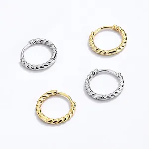S925 Sterlingsilber Gedrehte Creolen Für Damen Minimalistisch 18 Karat Vergoldet Seil Geometrische C-Förmige Ohrringe